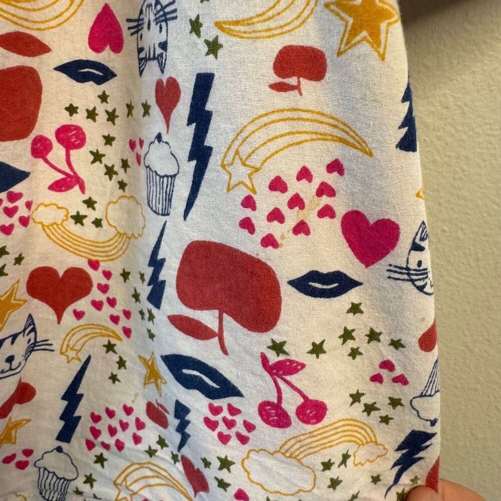 HAPPY BY PINK CHICKEN Peasant Dress Girls 8 Cotton Colorful Cats Hearts Stars - Picture 6 of 7